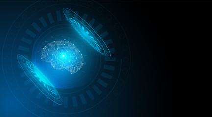 Abstract digital and technological blue background. AI brain or Artificial Intelligence vector editable