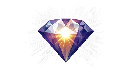 Illuminating Geometric Diamond Logo Design on White Background - Vector Illustration