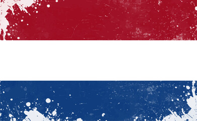 Grunge Dutch flag vector illustration. The national flag of the Netherlands.