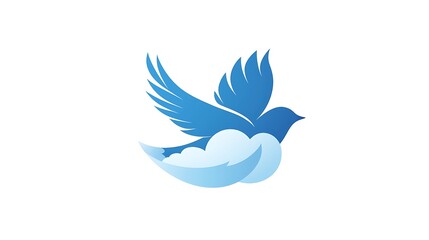 Fototapeta premium Graceful Bird Cloud Logo Design in Vector Illustration Style on White Background