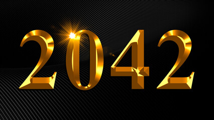 Number 2042 in gold text on black background