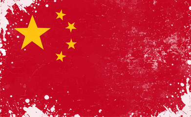 Grunge Chinese flag vector illustration. The national flag of China.