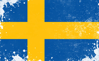 Grunge Swedish flag vector illustration. The national flag of Sweden.