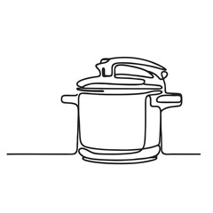 Pressure cooker. Icon. Vector drawing. One line art. A simple drawing of a continuous line of a kitchen electric appliance.