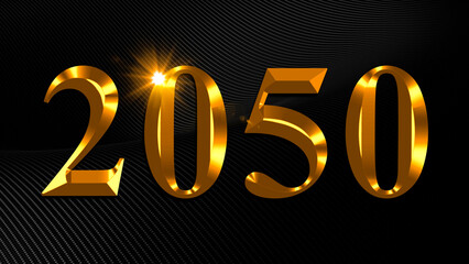 Number 2050 in gold text on black background