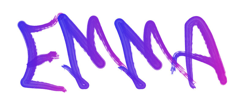 Emma - name street art - graffiti lettering typography - art illustration - multicolor - writen Word - blue and pink

