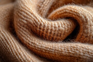 Fototapeta premium Close-up Texture of Knitted Brown and White Fabric