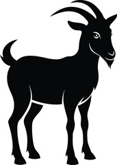 A beautiful Goat silhouette vector art icon and black color illustration with no background, natural farm animal design