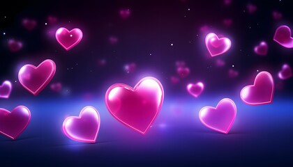 Neon Hearts Valentine's Day Background