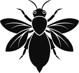 A wonderful Honey Bee silhouette vector art icon and black color illustration with no background, natural farm animal design.
