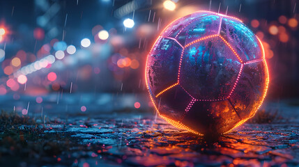 Neon Soccer Ball Rain Illustration