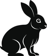A beautiful Rabbit silhouette vector art icon and black color illustration with no background, natural farm animal design.