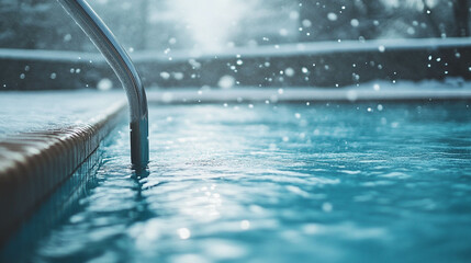 A swimming pool close-up in the winter season