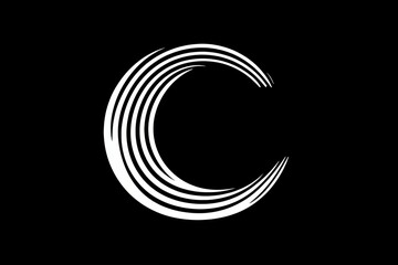 Abstract white circular lines on black background