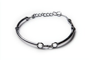 Elegant silver bracelet featuring curved links and a secure clasp, perfect for fashion and accessory photography.