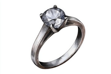 Elegant silver ring featuring a sparkling round diamond, perfect for engagements, proposals, or special occasions.