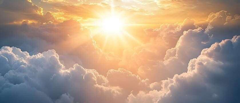 A stunning image of bright sunlight dramatically breaking through the clouds creating a glorious ethereal and scene that symbolizes hope new beginnings and a sense of the divine