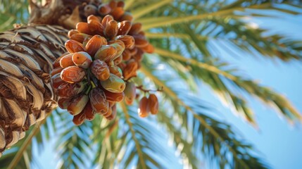Close-up of Dates Growing on a Palm Tree