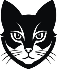 A cute Cat Head silhouette vector art and icon illustration with no backgroun design, natural wildlife animal design.