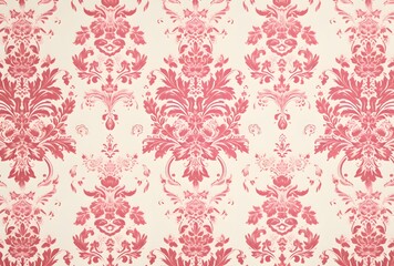 Vintage Red and Pink Damask Pattern Wallpaper
