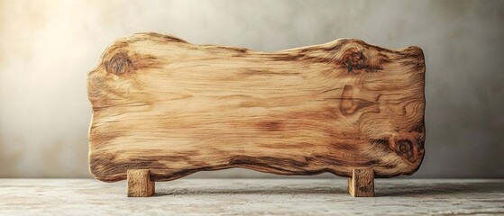 Customized wooden board with an engraved rustic message in a 3D The board has a natural wood grain texture and a personalized artisan style design