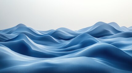 Obraz premium Abstract blue wave landscape with soft curves.