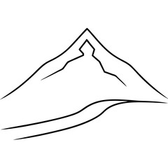 Minimalist Mountain Silhouette with Winding Path Vector Art