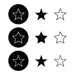 Star Icon Set Minimalist Black and White Variations