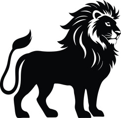 A natural wildlife animal of Lion silhouette vector art illustration design with no background.