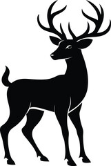 Obraz premium Natural wildlife a cute Deer silhouette vector and icon illustration design with no background.