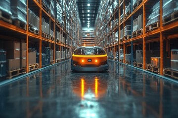 Autonomous Vehicle Navigating a Warehouse Aisle