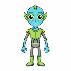 Alien Isolated on White Background, Extraterrestrial and Sci-Fi Concept Cartoon Vector Art