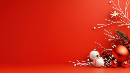Prompts for Red Christmas Background with Traditional Patterns