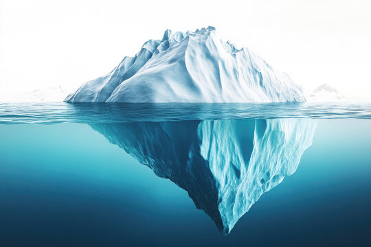 Large iceberg floating with visible underwater portion