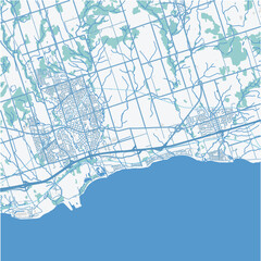 Map of Bowmanville - Newcastle in Canada in a professional blue style. Contains layered vector with roads water, parks, etc.