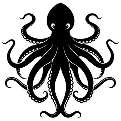 Stunning Octopus Silhouette Set in Black and White 