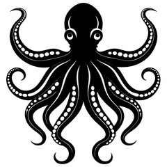 Stunning Octopus Silhouette Set in Black and White 