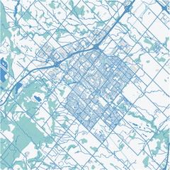 Map of Milton in Canada in a professional blue style. Contains layered vector with roads water, parks, etc.