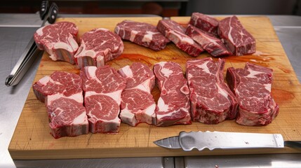 Raw Meat on Cutting Board