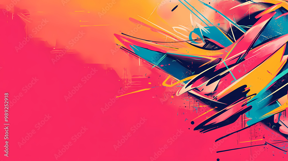 Wall mural this creative banner of urban culture mixes graffiti art with city vibes, and element of main concep