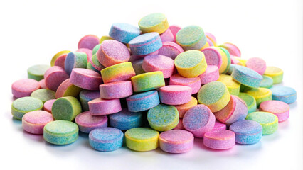 Pile of LSD drugs or narcotic on transparent or white background