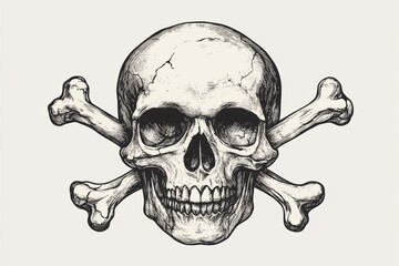 Vintage sketch of skull crossbones symbol