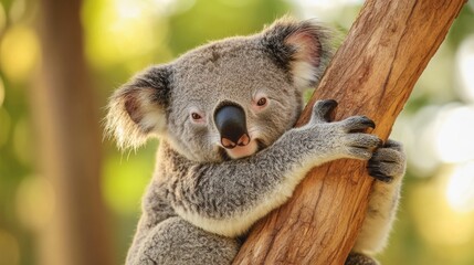 Naklejka premium cute koala on tree branch in australia