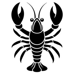 Minimalistic Lobster Silhouette Vector: Hand-Drawn Crayfish Illustration for Seafood Restaurants