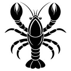 Minimalistic Lobster Silhouette Vector: Hand-Drawn Crayfish Illustration for Seafood Restaurants