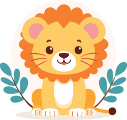 Cartoon lion vector children illustration