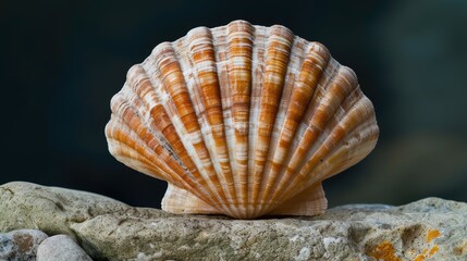 Abstract depiction of a nautilus shell, focusing on its detailed swirl. The shell's natural patterns are beautifully displayed in this art piece.