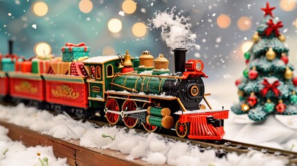 Holiday Train Full of Christmas Gifts, Holiday Train, Model Train, Christmas Decoration, Christmas Toy Train Gifts, Model Train, Holiday Decoration,