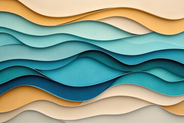 Obraz premium Serene Abstract Shapes in Warm Beige and Light Aqua - A Therapeutic Relaxation Experience