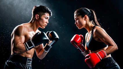 Boxers in intense faceoff with sweat flying